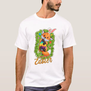 T-shirt Renard mignon aux oreilles de lapin Joyeuses Pâque