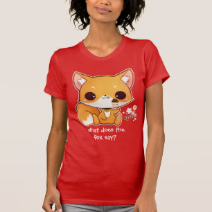 T-shirt Renard mignon de chibi avec la glace de kawaii