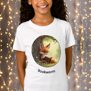 T-Shirt Renard mignon lisant un livre, rat de bibliothèque