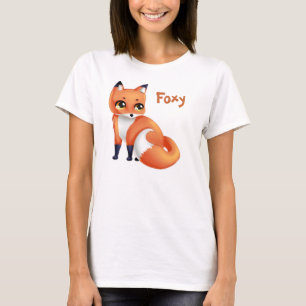T-shirt Renard mignon rusé de bande dessinée de Kawaii