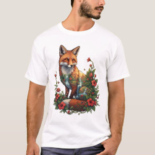 T-shirt Renard Mystique Temple Tropical Paysage Faune