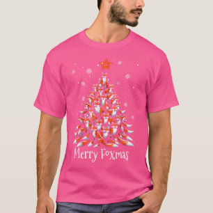 T-shirt Renard Noël Arbre Renard Renverse Noël Hommes Femm