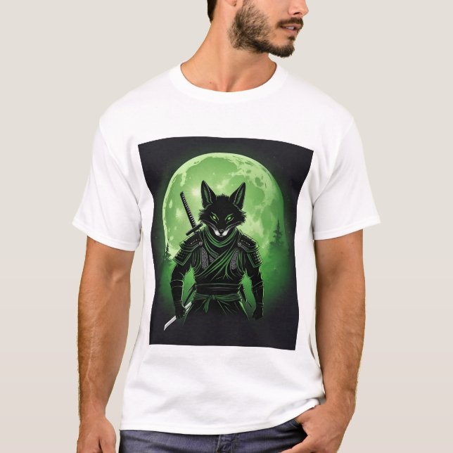 T-shirt Renard noir en silhouette (Devant)