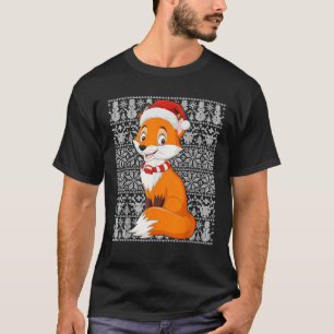 T-shirt Renard portant le chapeau du Père Noël Hommes Femm