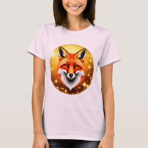 T-shirt Renard roux avec fond doré scintillant