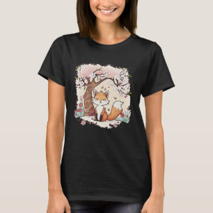 T-shirt Renard Vaporwave Sous La Fleur De Cerisier Japonai