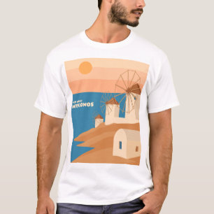 T-shirt Rencontrez-moi à Mykonos : Les moulins à vent grec
