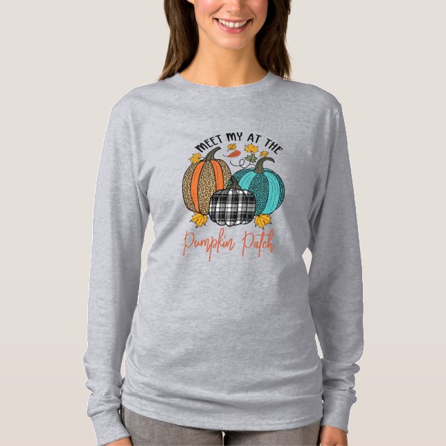 T-shirt Rencontrez-moi au Patch Citrouille (Devant)