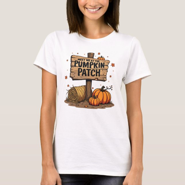 T-shirt Rencontrez-moi au Patch Citrouille - Rustic Fall S (Devant)