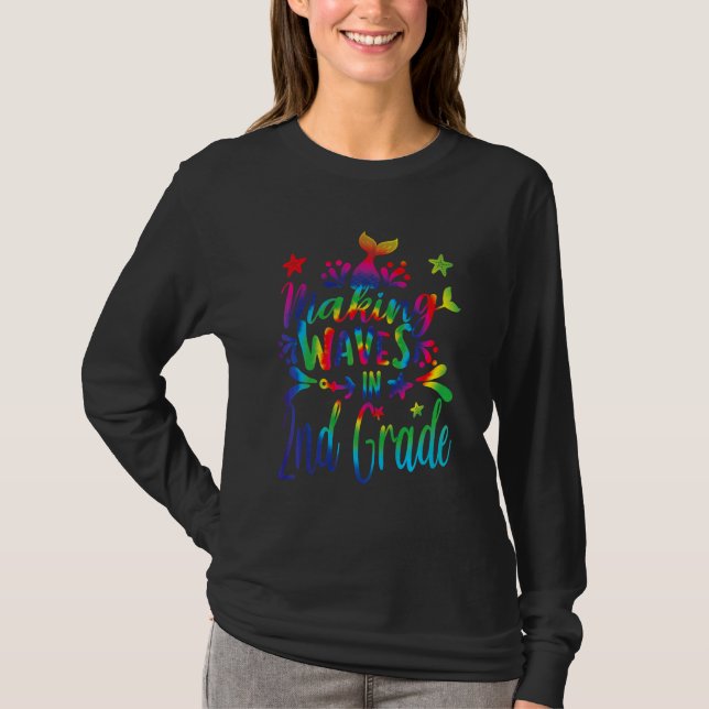 T-shirt Rendre Des Vagues De Sirène De 2E Année À L'École  (Devant)