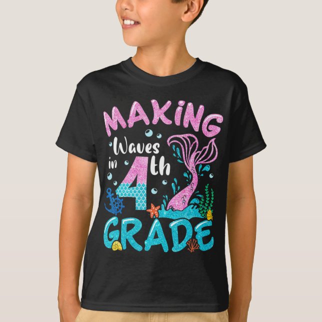 T-shirt Rendre Des Vagues En Sirène De 4E Année À L'École  (Devant)