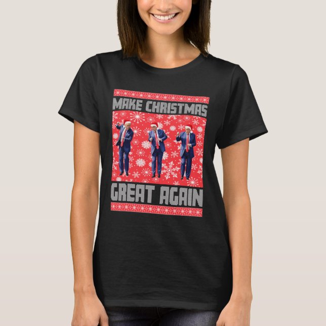 T-shirt Rendre la fête à la grandeur Père Noël Trump Dance (Devant)