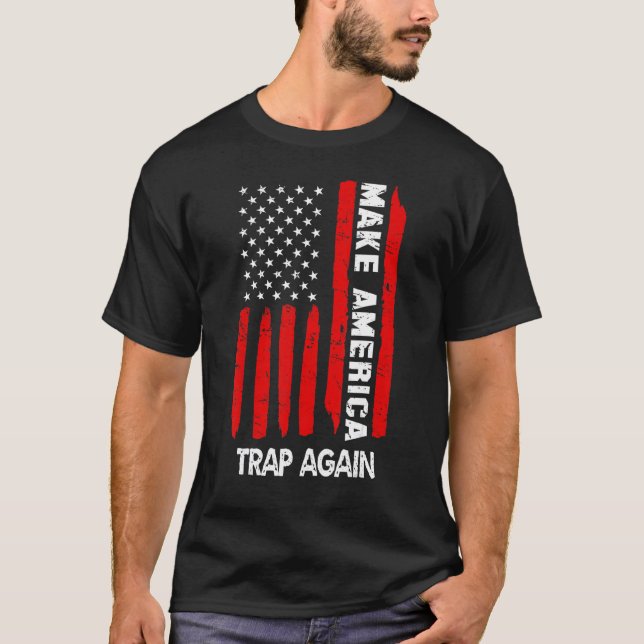T-shirt Rendre l'Amérique au piège américain Drapeau améri (Devant)
