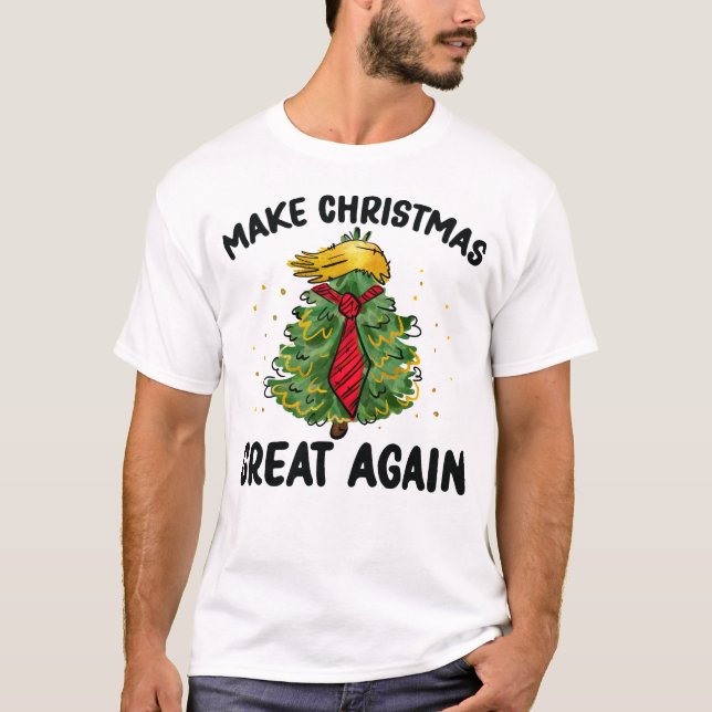 T-shirt Rendre Noël super, Fête Trump amusante (Devant)