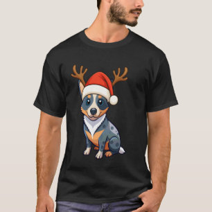 T-shirt Renne Chapeau de Père Noël Bétail Australien Noël