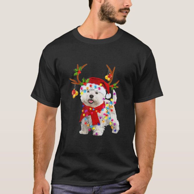 T-shirt Rennes de Chien de Bichon Frise Père Noël Noël drô (Devant)