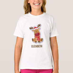 T-shirt Rennes de Rudolph mignon Noël Nom personnalisé