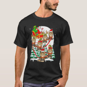 T-shirt Rennes de traîneau de Père Noël Chats Maine Coon N