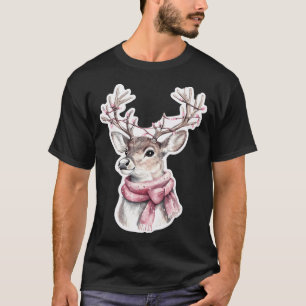 T-shirt Rennes Festives Avec Écharpe Rose Et Lumières