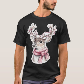 T-shirt Rennes Festives Avec Écharpe Rose Et Lumières