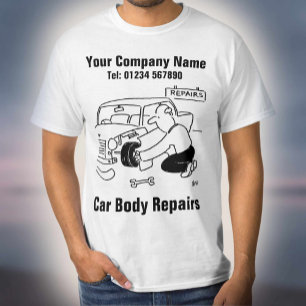 T-shirt Réparations de carrosserie - Avec nom et coordonné