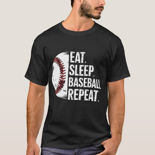 T-shirt Répéter le baseball du sommeil - Design sportif Vi (Devant)