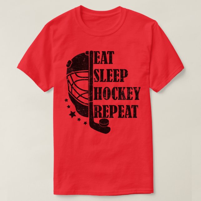 T-shirt Répéter le hockey du sommeil (Design devant)