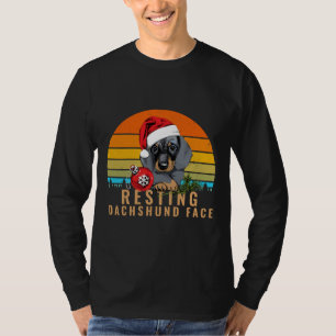 T-shirt Repose Dachshund Chien visage Joyeux Noël Retro