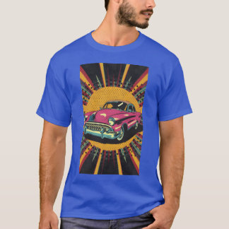 T-shirt Représentation pop art d'une voiture classique cou