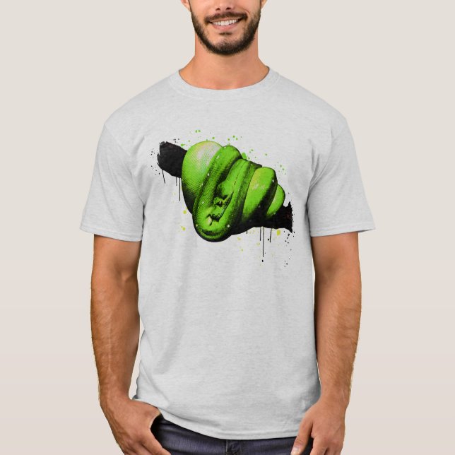 T-shirt Reptile d'aquarelle python vert (Devant)