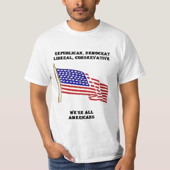 T-SHIRT RÉPUBLICAIN, DÉMOCRATE, LIBÉRAL, CONSERVATEUR, (Devant)