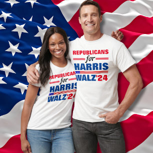T-shirt Républicains pour Harris Walz Red Blue