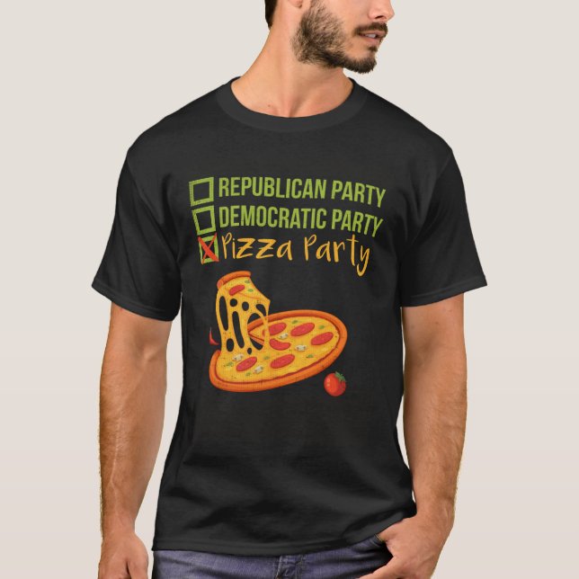 T-shirt Republican Democratic vs Pizza Party   Pizza (Devant)