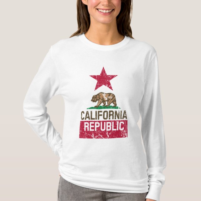T-shirt RÉPUBLIQUE DE CALIFORNIE Drapeau de l'État Grunge  (Devant)