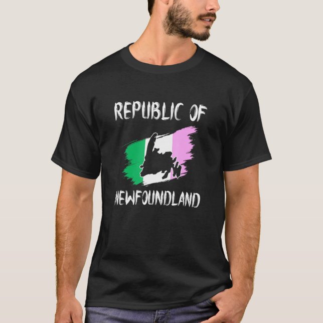T-shirt République De Terre-Neuve Avec L'Île Flag (Devant)