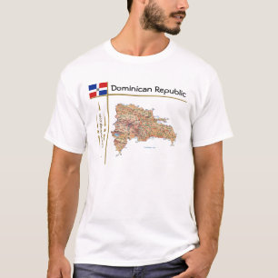 T-shirt République Dominicaine Carte + Indicateur + Titre