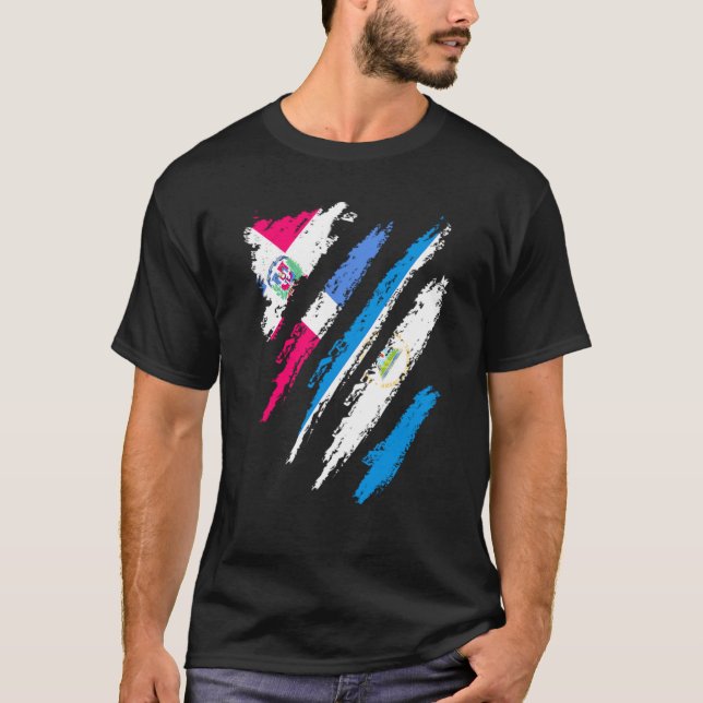 T-shirt République Dominicaine Drapeau Nicaragua Gros Pays (Devant)