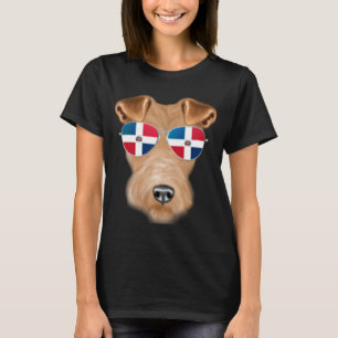 T-shirt République Dominicaine Flag Wire Fox Terrier Chien