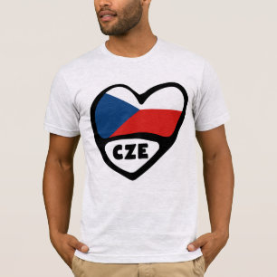 T-shirt République tchèque Code pays Coeur du drapeau, CZE