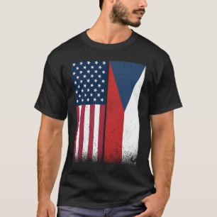 T-shirt République Tchèque Drapeaux Tchèque Amérique Fiers