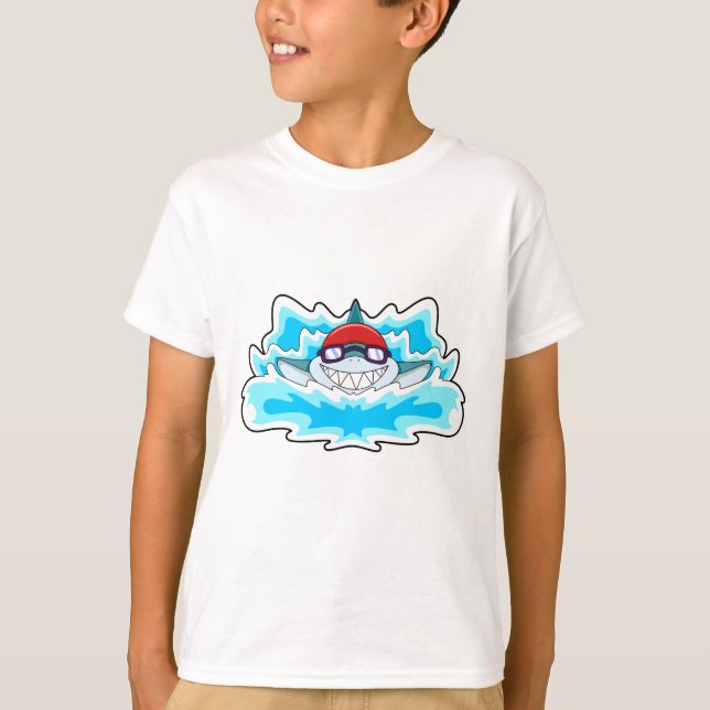 T-shirt Requin à nager avec lunettes de natation (Devant)