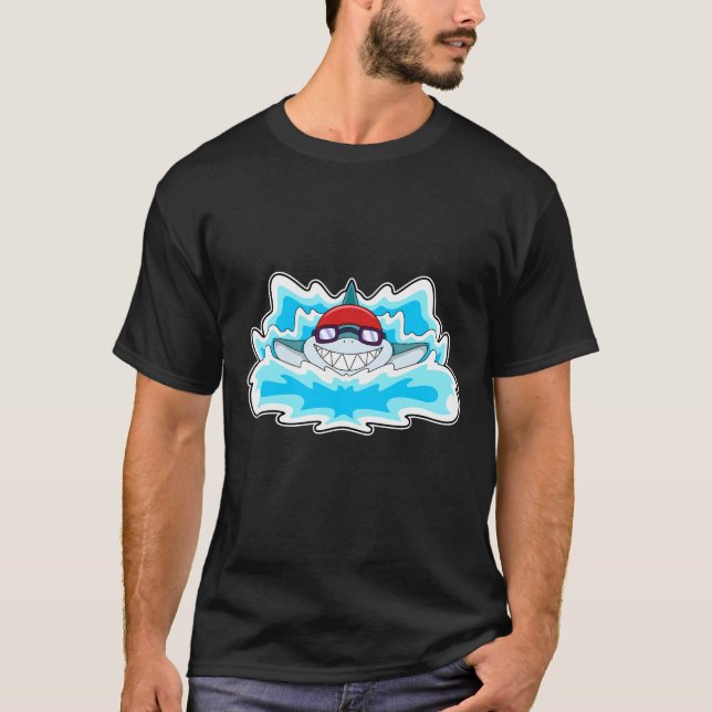 T-shirt Requin à nager avec lunettes de natation (Devant)