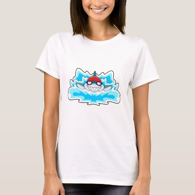 T-shirt Requin à nager avec lunettes de natation (Devant)