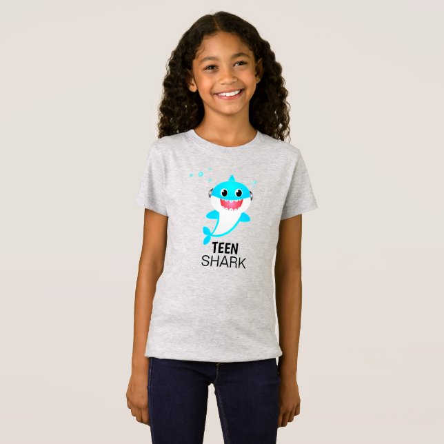 T-Shirt Requin Ado bleu avec bagues et casques (Devant entier)