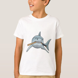 T-shirt Requin au baseball avec batte de baseball