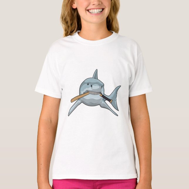 T-shirt Requin au baseball avec batte de baseball (Devant)