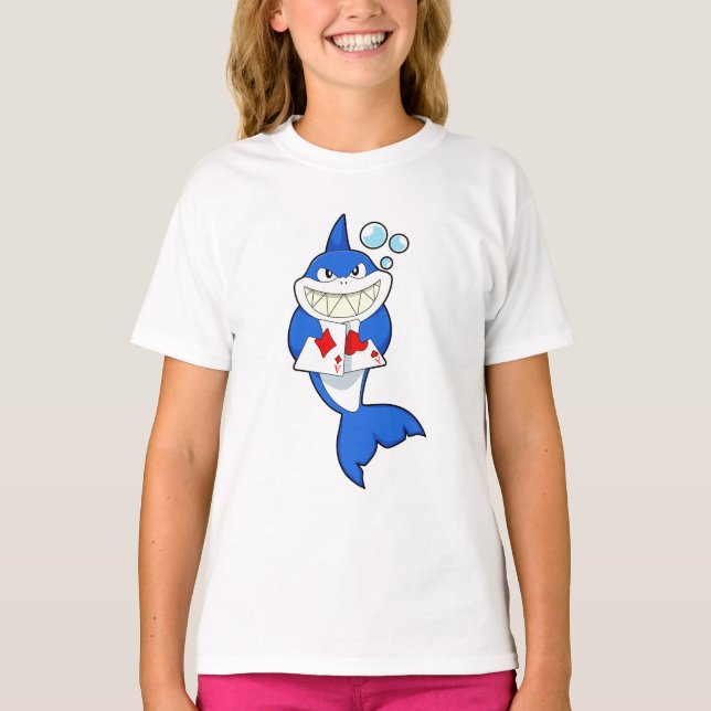 T-shirt Requin au Poker avec cartes de Poker (Devant)