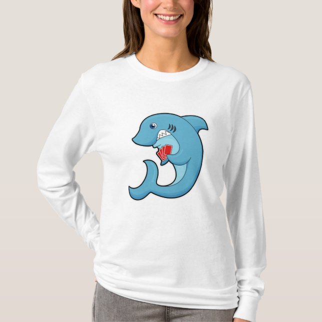 T-shirt Requin au Poker avec cartes de Poker (Devant)