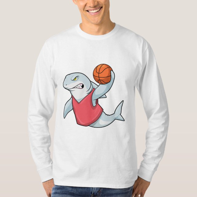 T-shirt Requin aux sports avec basket-ball (Devant)