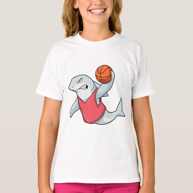T-shirt Requin aux sports avec basket-ball (Devant)